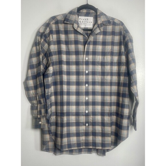 FRANK & EILEEN Shirley Plaid Oversized Button-Up Shirt Size XS Blue NEW Fall - Picture 2 of 13